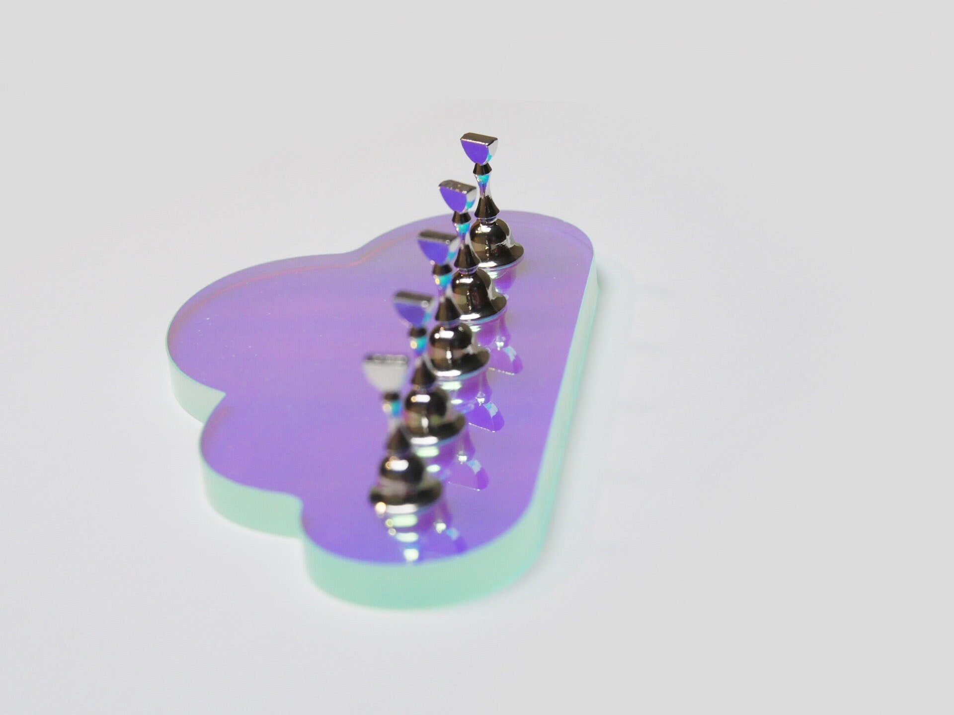 5pcs Cloud False Nail Display Stand Holder Set/ Aurora Blue Purple Magnetic Nail Art Practice Holder/ Polar Light Press on Nail Artist Tool