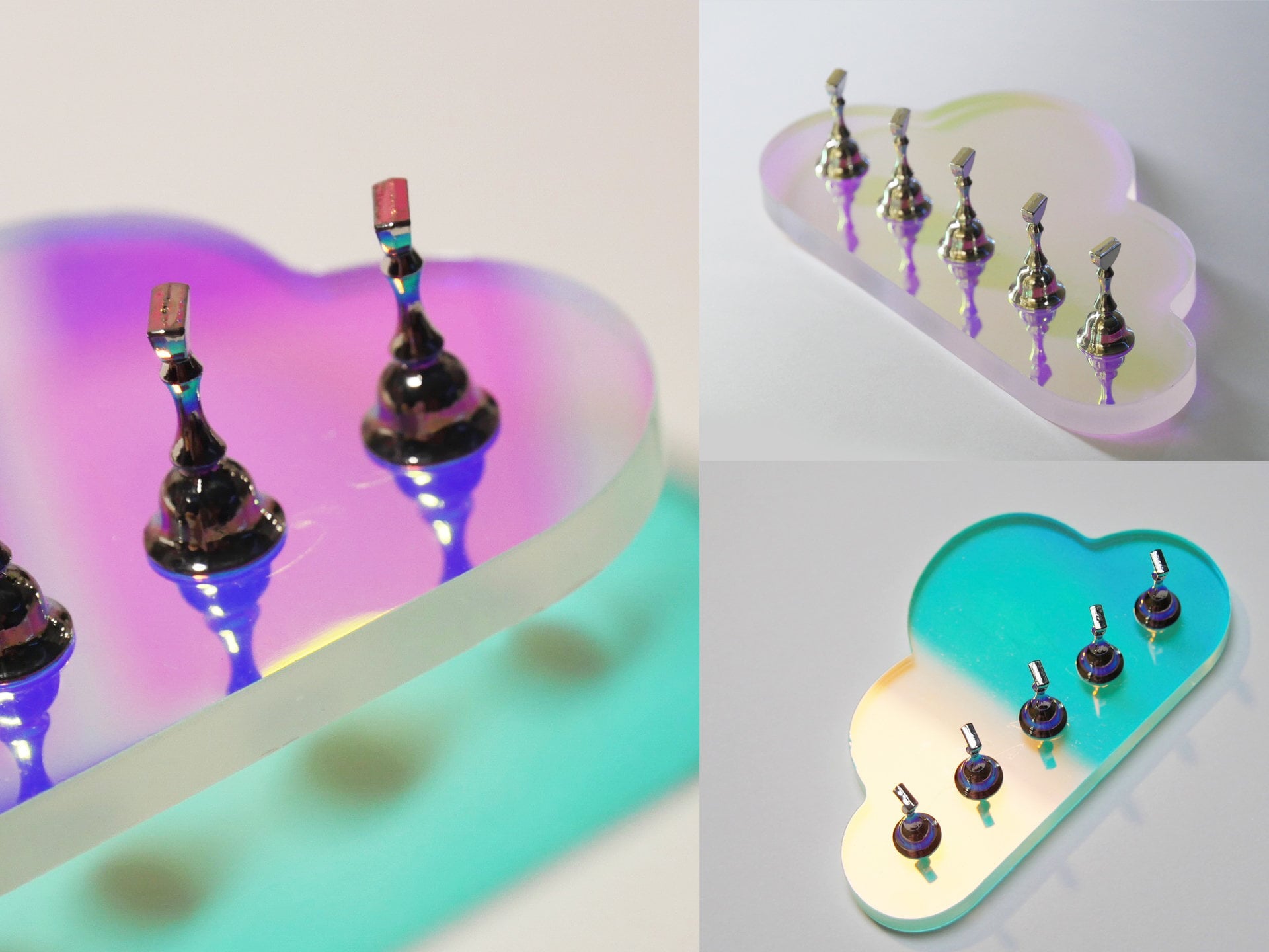 5pcs Cloud False Nail Display Stand Holder Set/ Aurora Blue Purple Magnetic Nail Art Practice Holder/ Polar Light Press on Nail Artist Tool