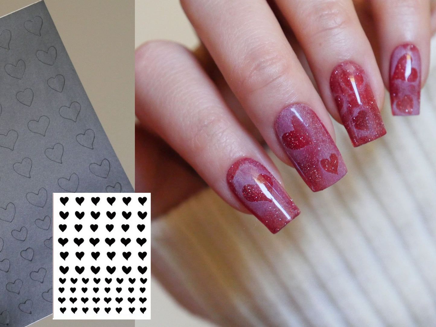 Heart Shaped Gradient Hollowed Nail sticker