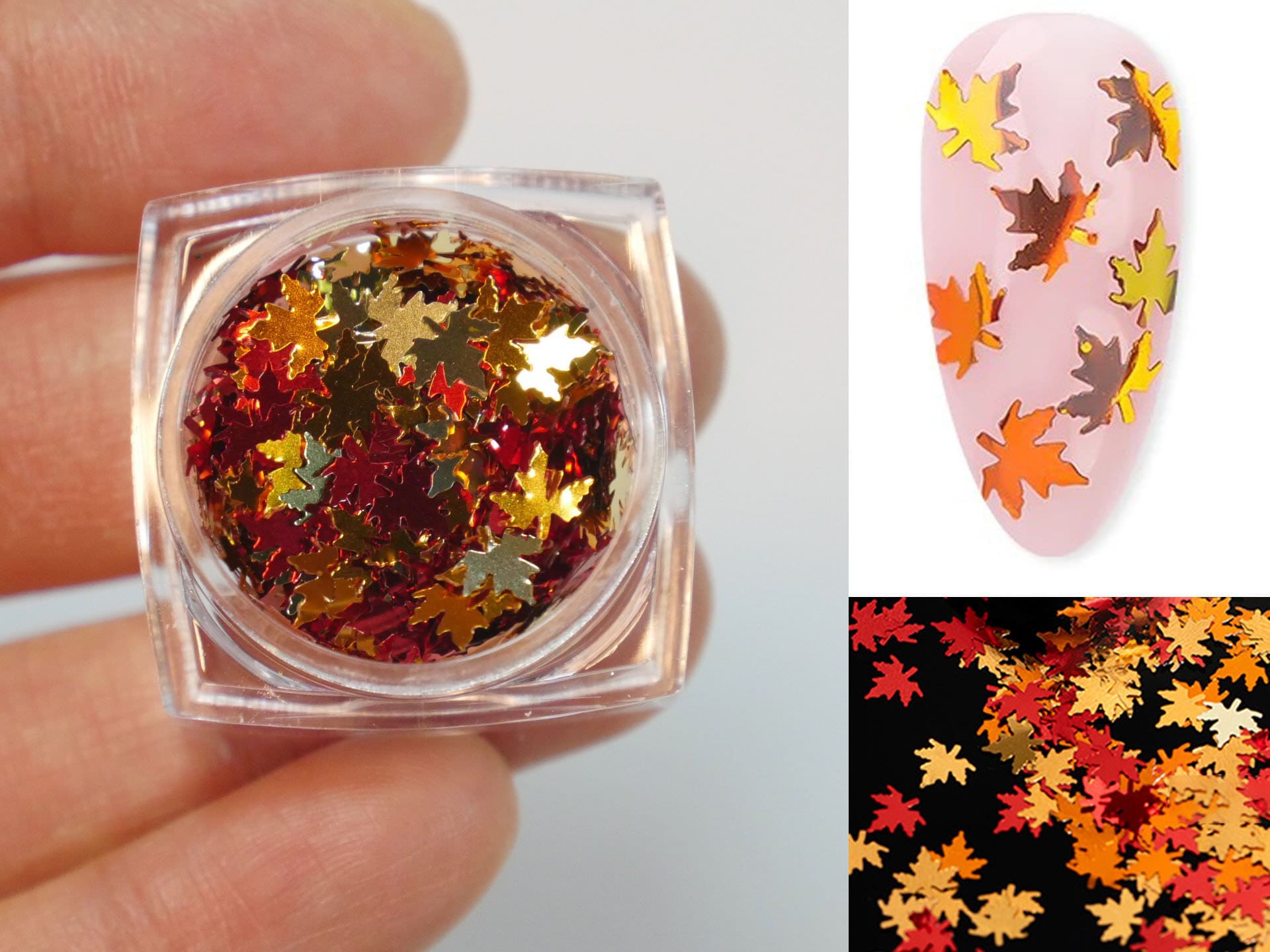 1 case Golden Maple Leaf Nail Art Glitter Chips