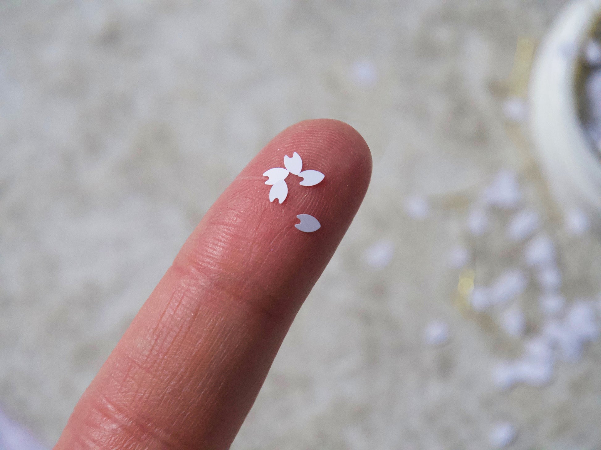 White Sakura Flower Petal Chip Nail Decals