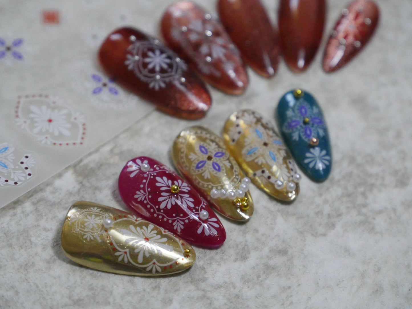 Henna White Mehndi FlowerTemplate Sticker for nail art