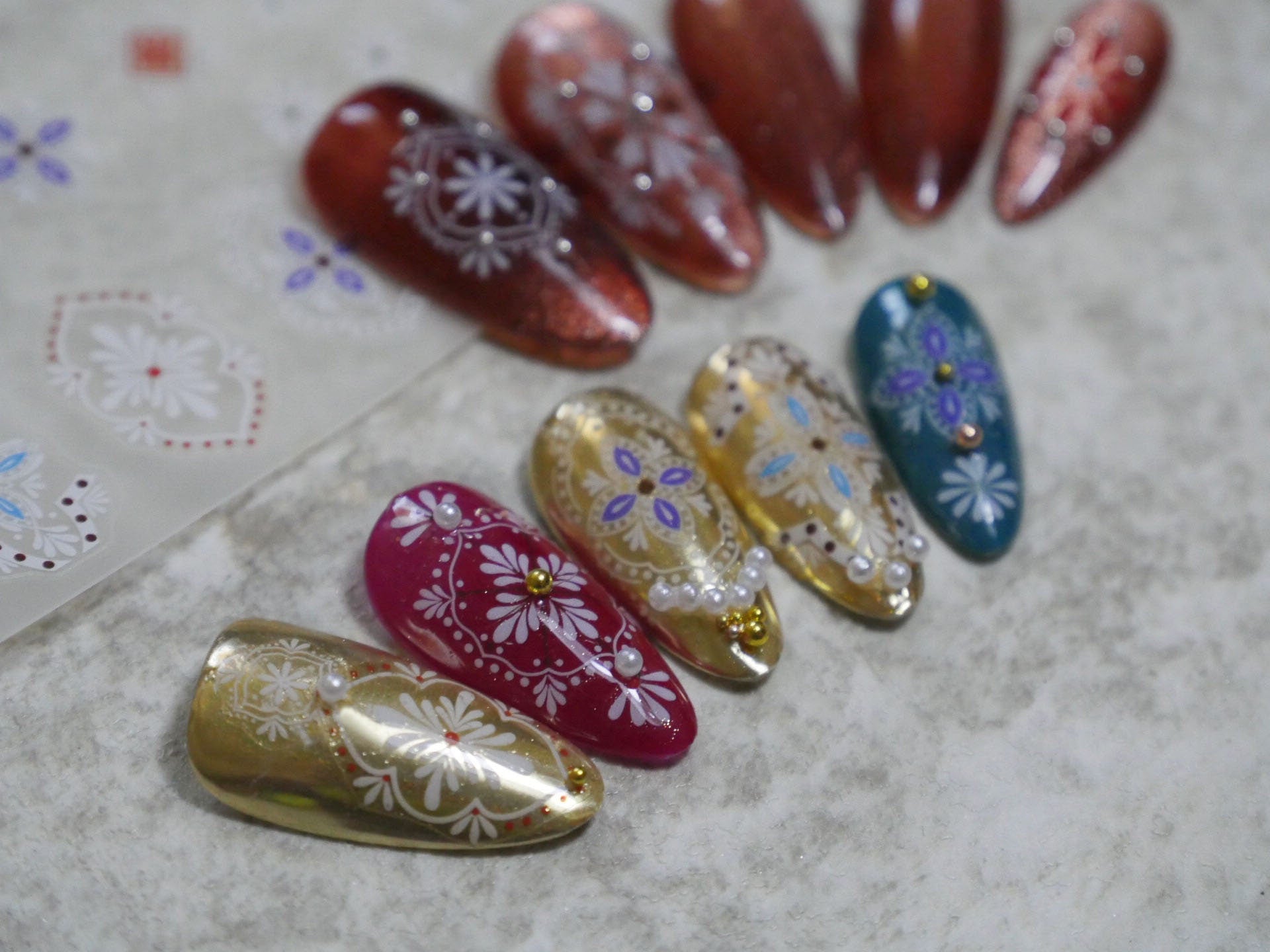 Henna White Mehndi FlowerTemplate Sticker for nail art