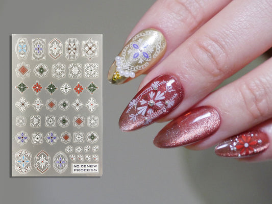 Henna White Mehndi FlowerTemplate Sticker for nail art