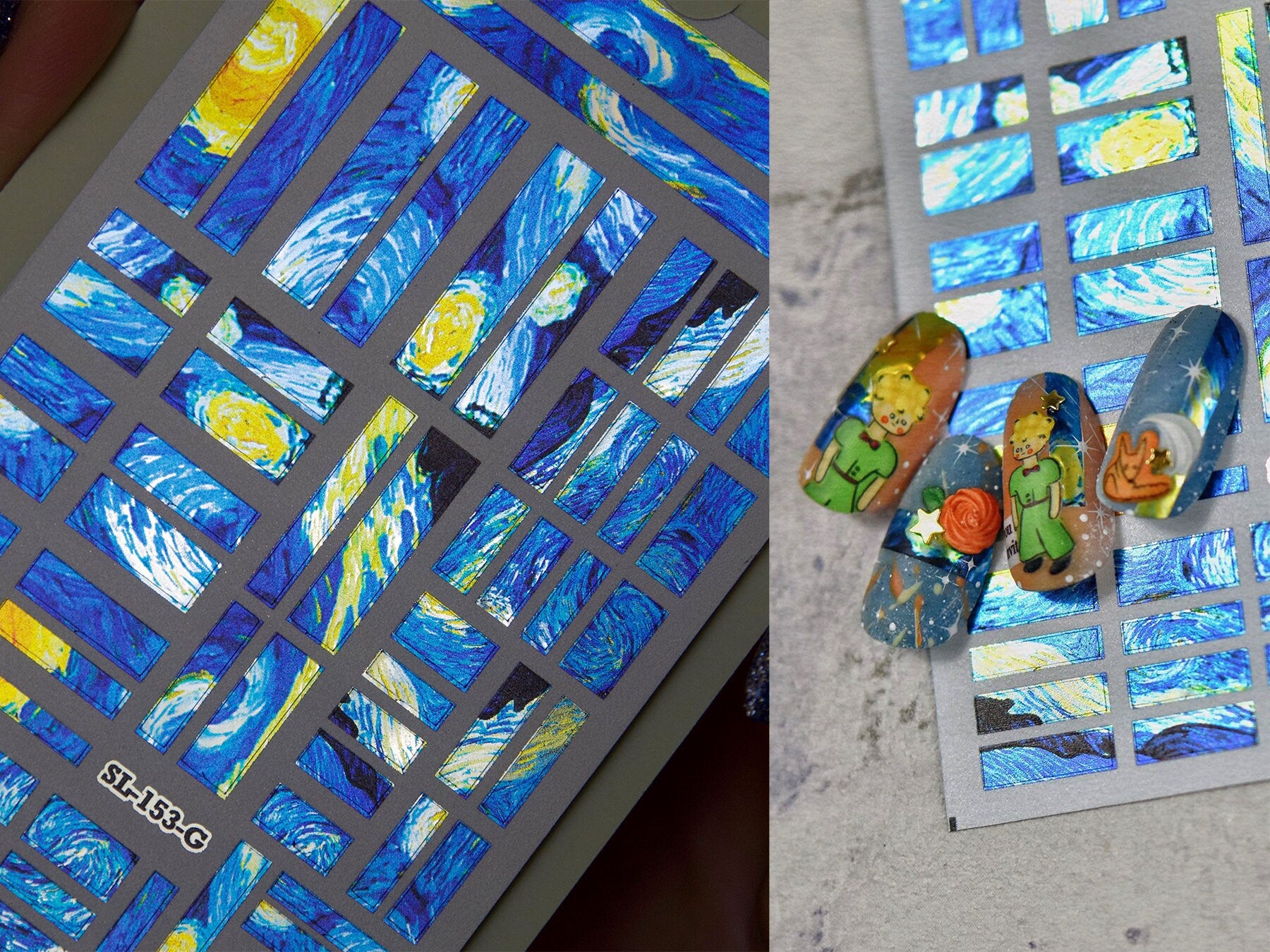 The Starry Night art nail stickers
