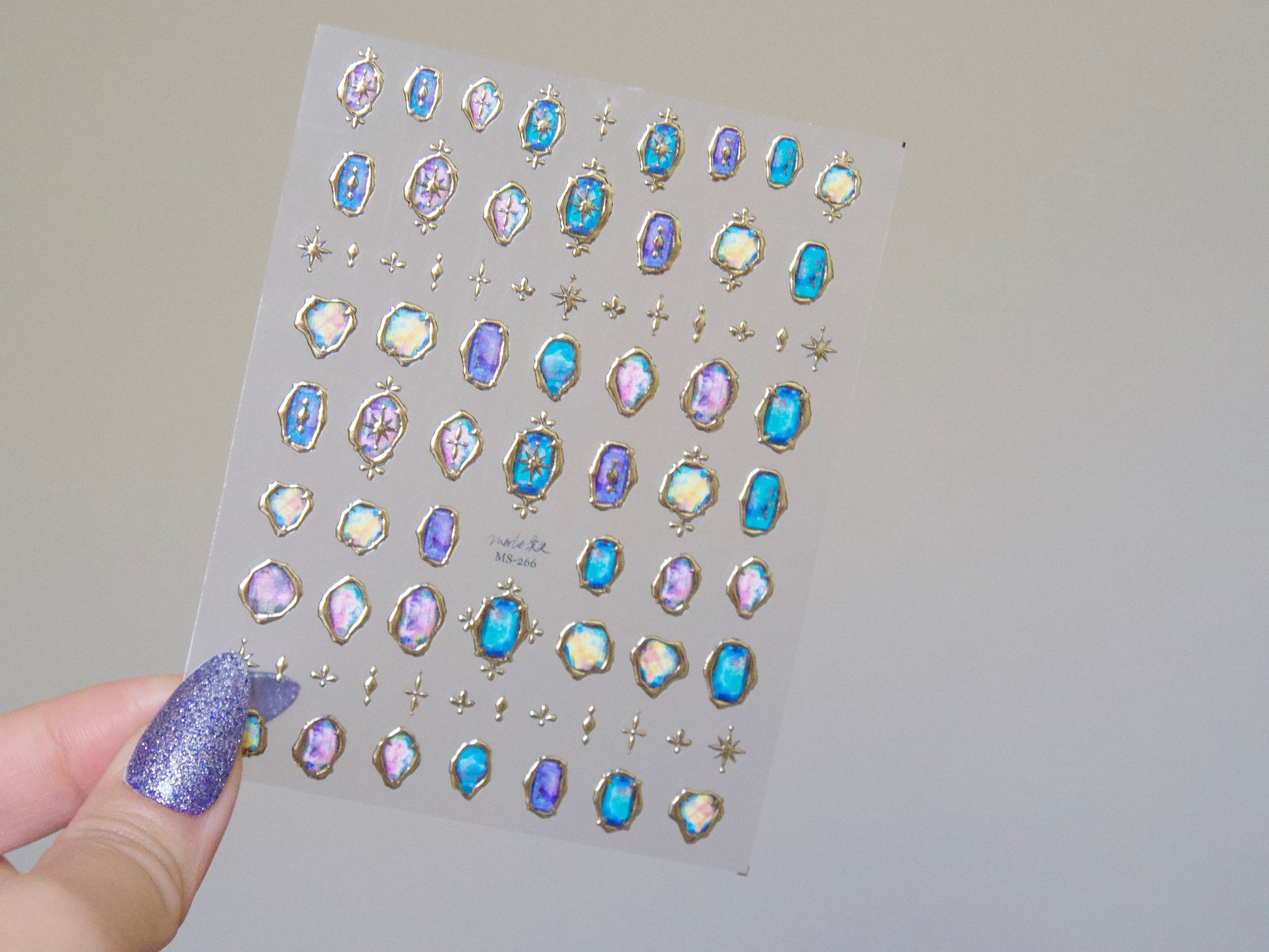 Vintage Gemstone Prints Gold framed Gilding Nail stickers
