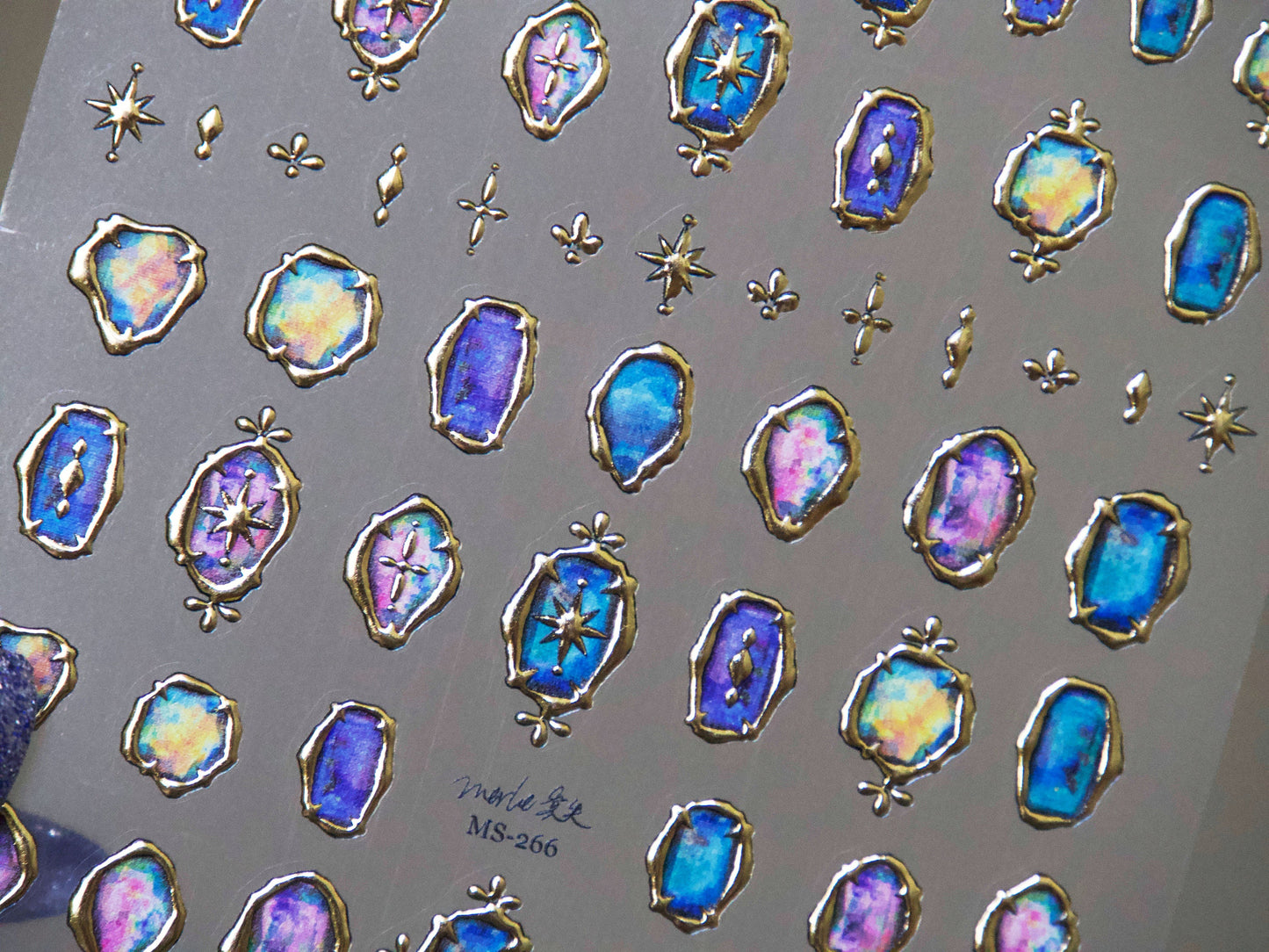 Vintage Gemstone Prints Gold framed Gilding Nail stickers