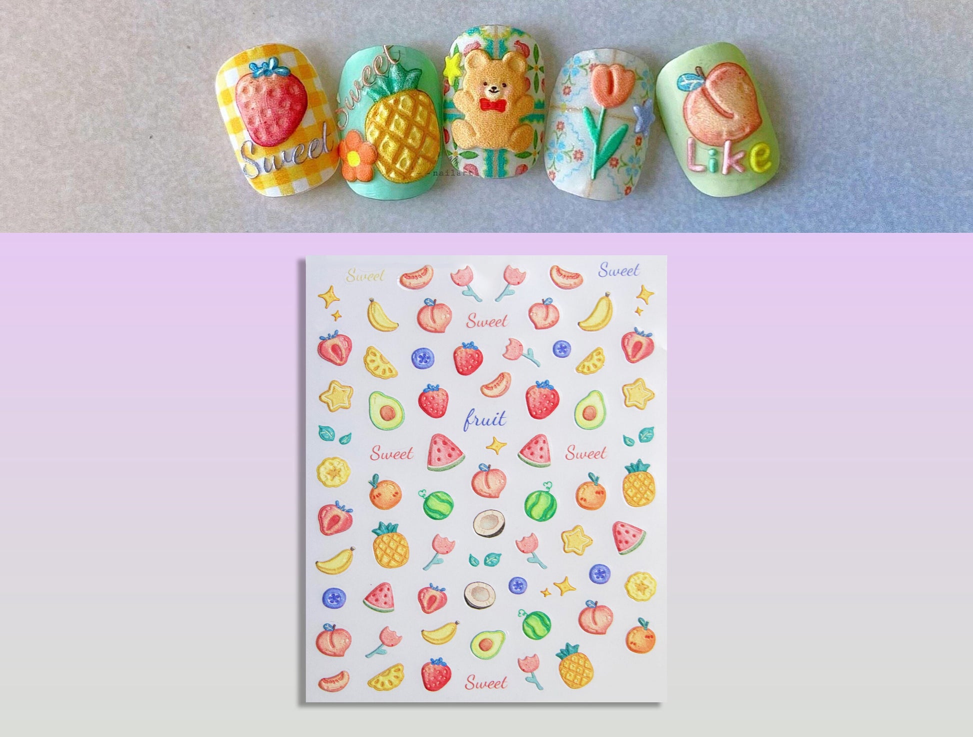 Kawaii Tropical Fruit Nail sticker