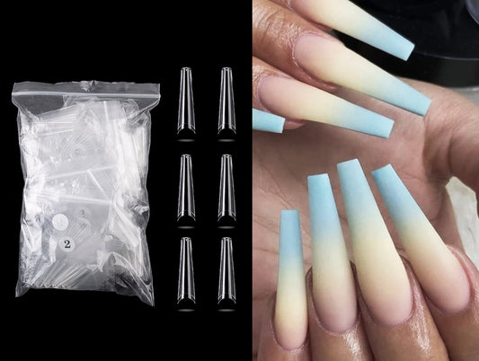 600pcs Extra Long Half Cover Acrylic Nail Tips/ Super long False Fake Nails Tips Manicure nail Extension Coffin Press Ons