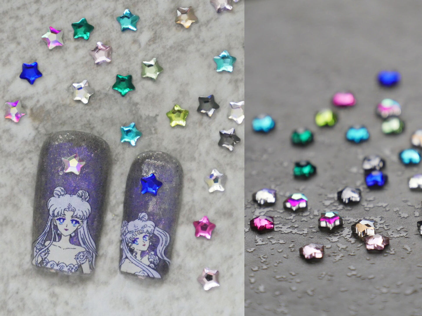 50pcs Star Shape Crystal AB Flat Back Fancy Rhinestones /Five pointed stars Nail design Gemstones/ 4mm Mini Manicure Nail gel decals