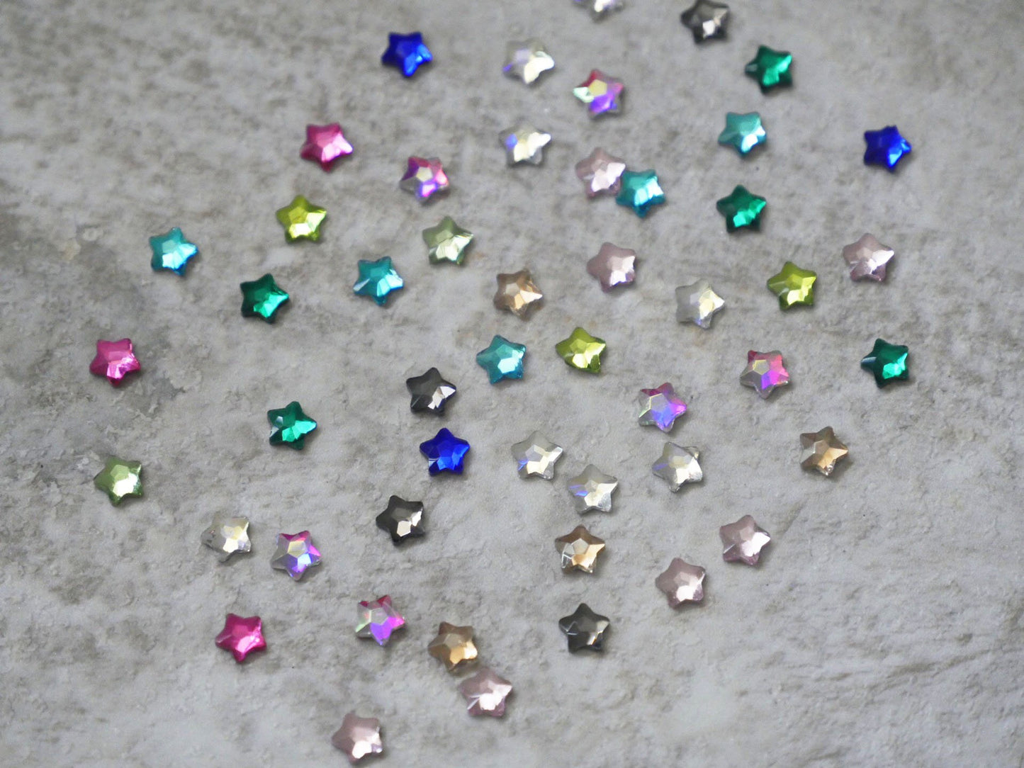 50pcs Star Shape Crystal AB Flat Back Fancy Rhinestones /Five pointed stars Nail design Gemstones/ 4mm Mini Manicure Nail gel decals