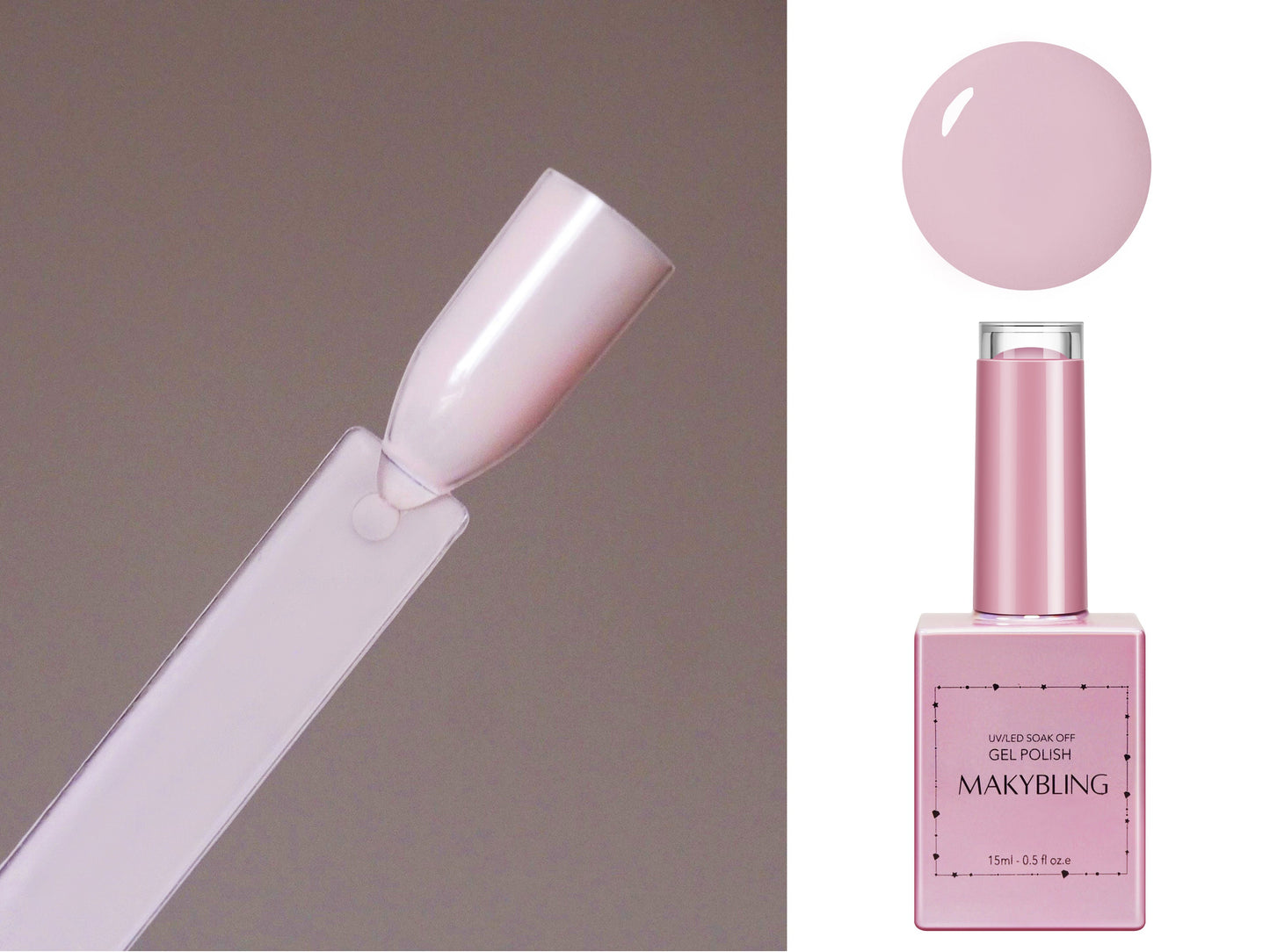 15ml Sheer Pink Transparent Gel polish/ Translucent Jelly Pink Milky Nails/ Feminine Pinky Soak off UV/Led Gel polish Manicure- Makybling