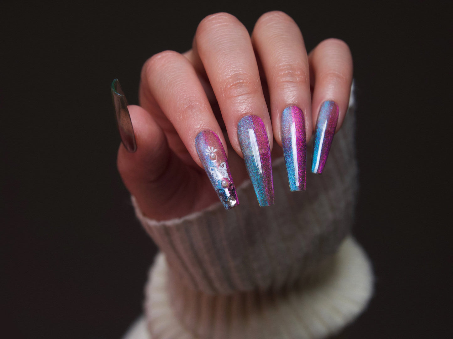 15ml Iridescence Cat Eye Gel Colorful Chameleonic Gel Polish/Magnetic Wide Glare Reflective Universal Galaxy Glow Pink Gold Nail -Makybling