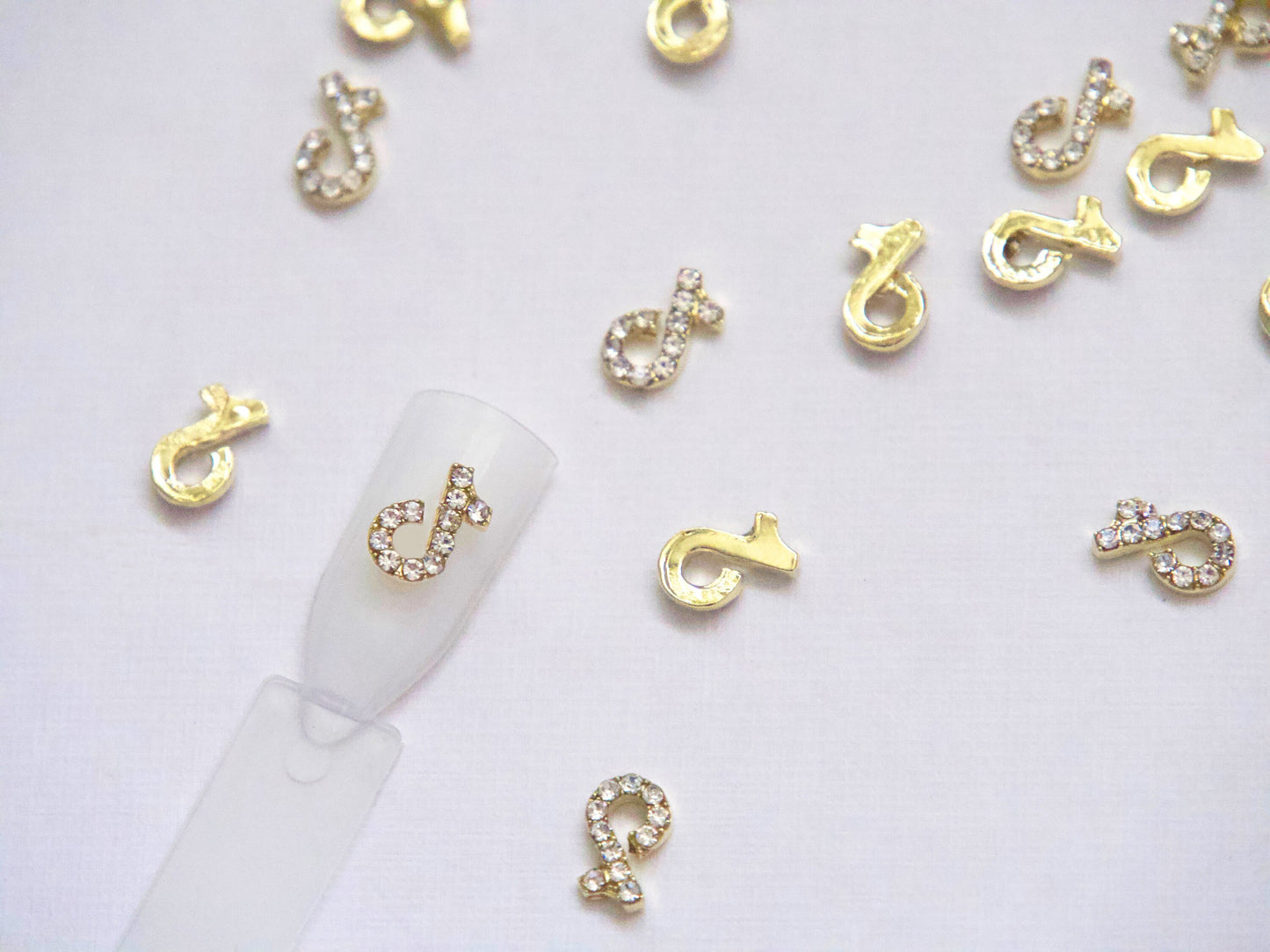 2pcs Tik Tok Brand Sign Nail Decoration/ Gold Shiny TK Influencer DIY Deco Charm for Nail Art Decal/ Press on nail supply