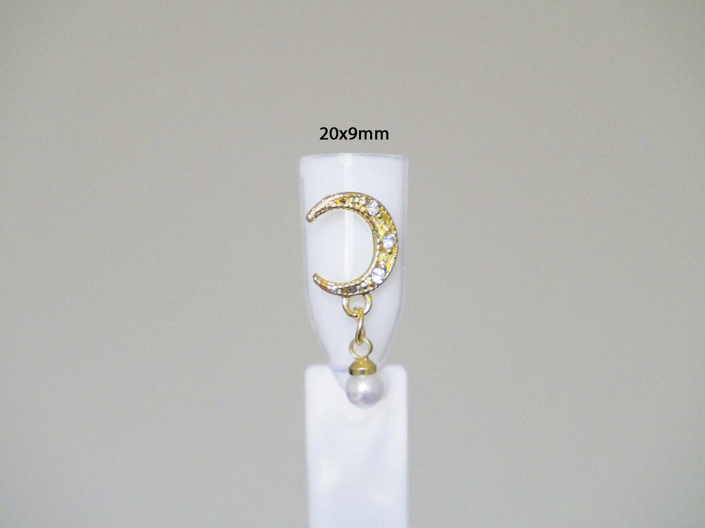 2pcs Heart Wing & New Moon Pearl Nail Dangle/ Gold Nail Drop Decals Nails Jewelry/ Sailor Moon Crescent Theme Vintage Gold Nail Decals