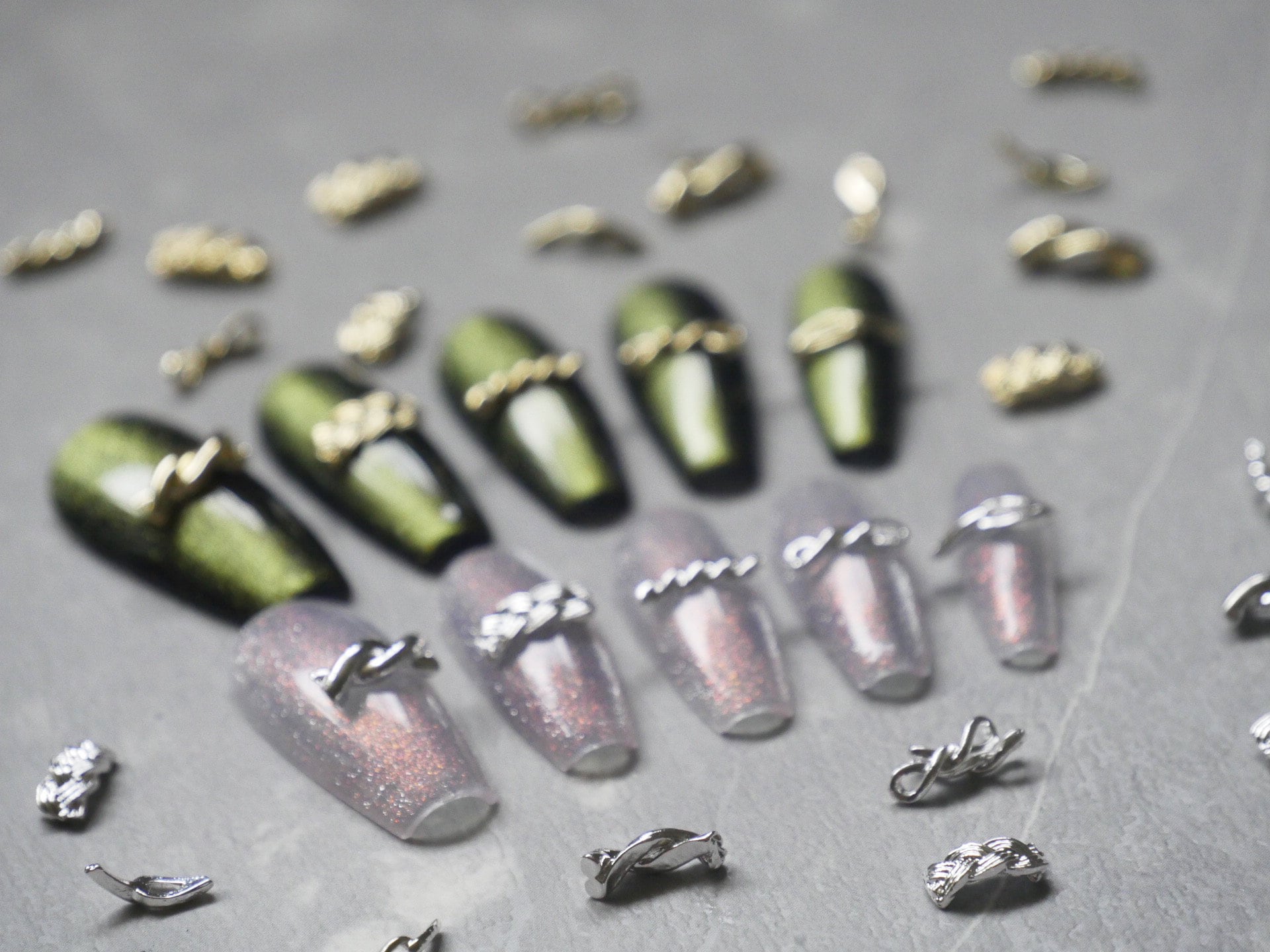 20pcs Braided Twist Knot Nail Studs /Gold Silver Ring Charm nail art/ Twist Knitting Shaped Metallic Nails Accessories