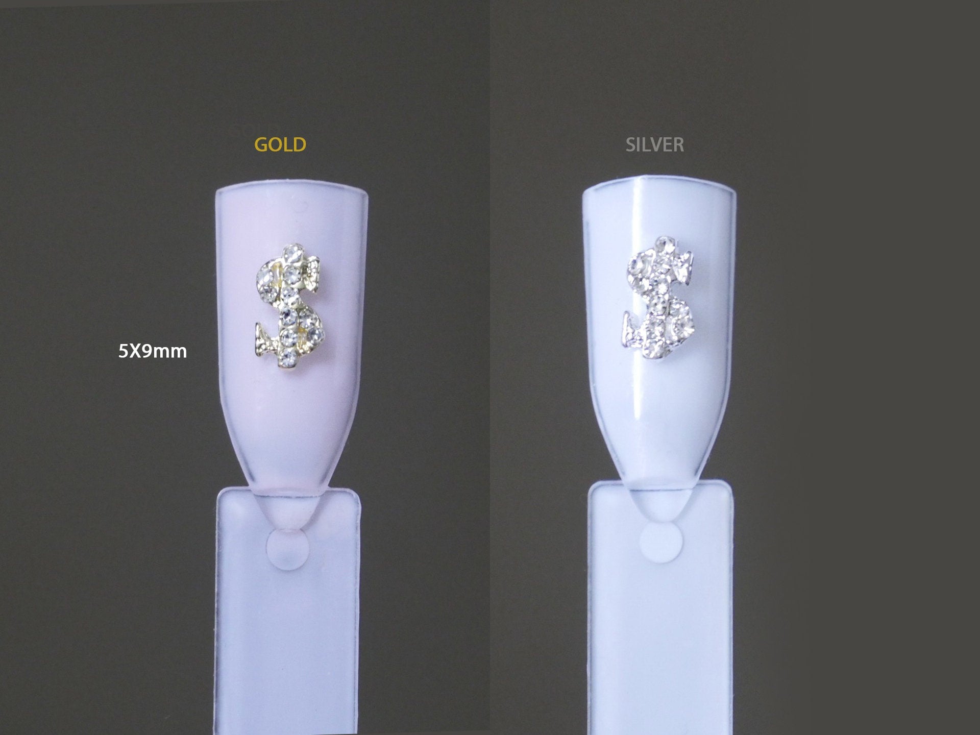 2pcs Dollar Money Sign Nail Decoration/ Dollars Sign DIY nail Deco Charm for Nail Art Decal/ Gold Silver Get Rich Nail Supply