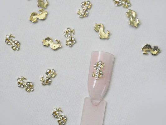 2pcs Dollar Money Sign Nail Decoration/ Dollars Sign DIY nail Deco Charm for Nail Art Decal/ Gold Silver Get Rich Nail Supply