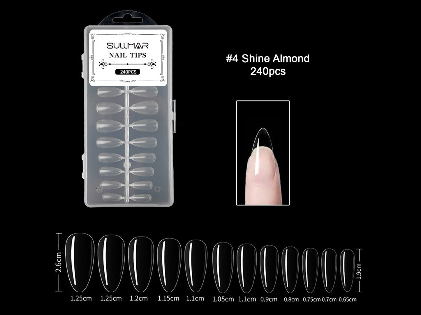 240pcs Gel tips Full Cover Coffin Almond Round Press on False Fake Nails Tips Manicure nail well tips/ Clear Matte Nails Supply