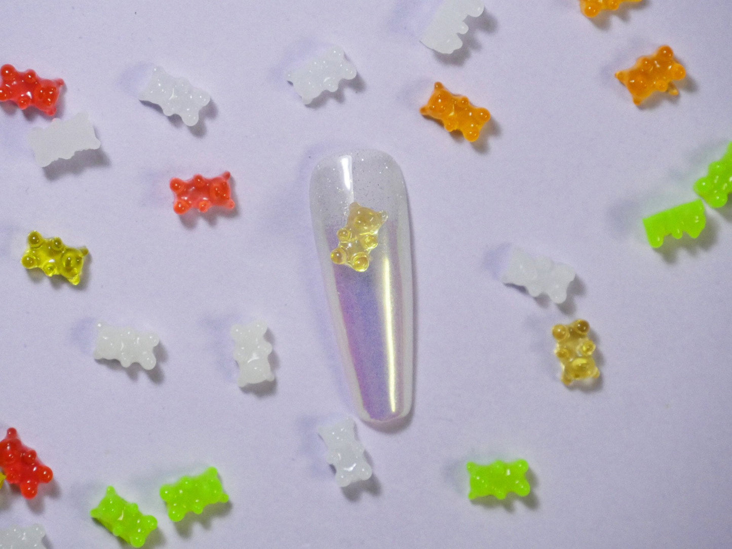10pcs Candy Gummy Bear Flatbacks Decals/ Miniature Gummy candies Frosted Teddy Bears Charms Resin craft supply