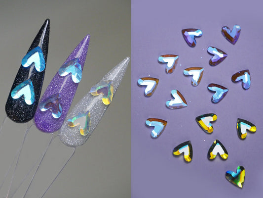 10pcs Heart shaped Polar Light Crystals/ Glamour and Shine Nail Jewelry/ Aurora Glass Hearts nail art rhinestones Nails Decal