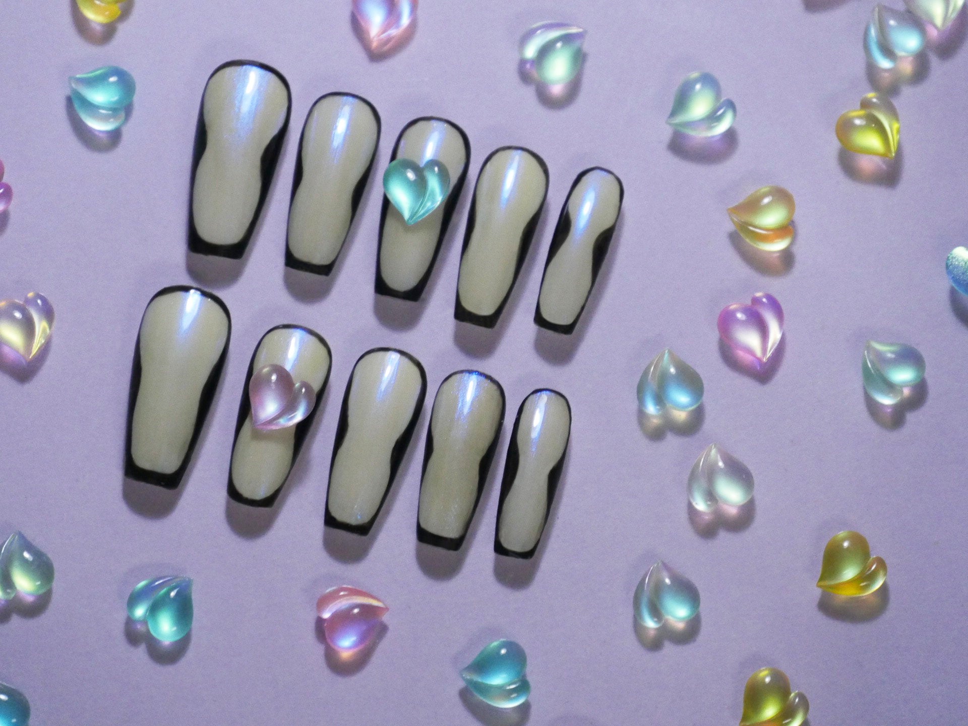 10pcs Peach Harts Studs for Nail Art/ Polar light Pink Peachy Charms/ Pinky Hearts nails supply Nail polish UV Gel