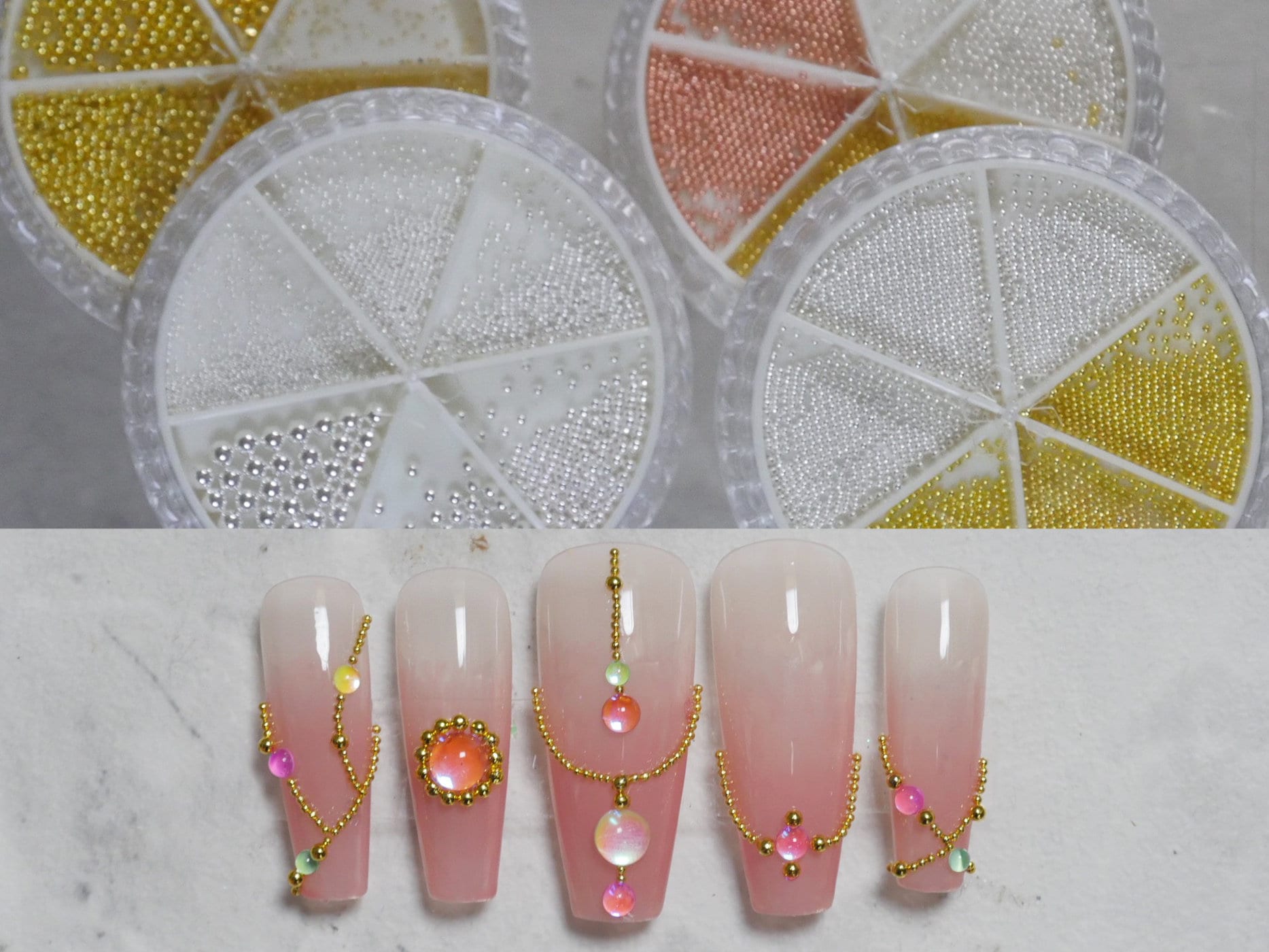 Steel Studs Mini Metal Caviar Nails Beads Balls/ Silver Gold nail micro-beads/ Nail Line art Dotting Design Metallic