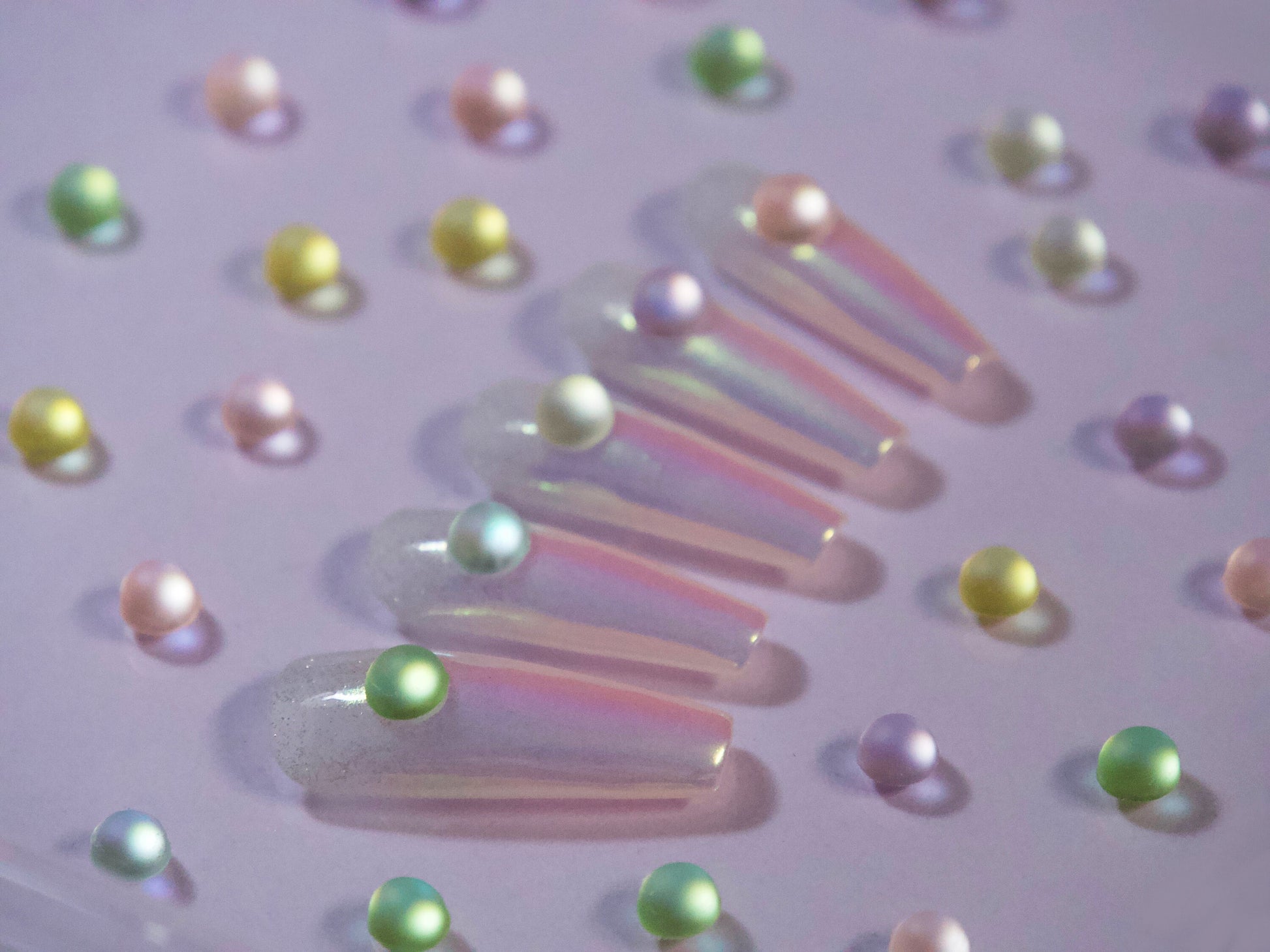 50pcs Frosted Opal Beads Nail Art/ 5mm Pastel Color Illusion Semicircular Galaxy  Luminous Mocha light-catching pearls nail art Charm