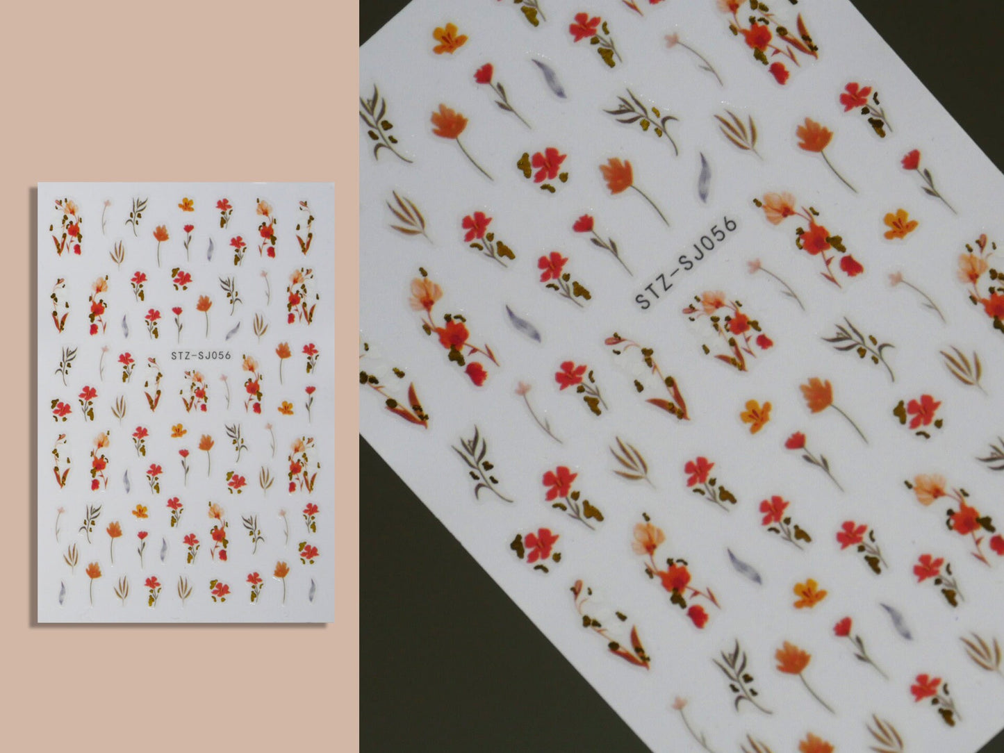 Flower Bouquet Theme nail sticker/ wild flower and leaf 1 Sheet 3D Nail Art Stickers Self Adhesive Decals/ Woodland Miniature Floral Nail