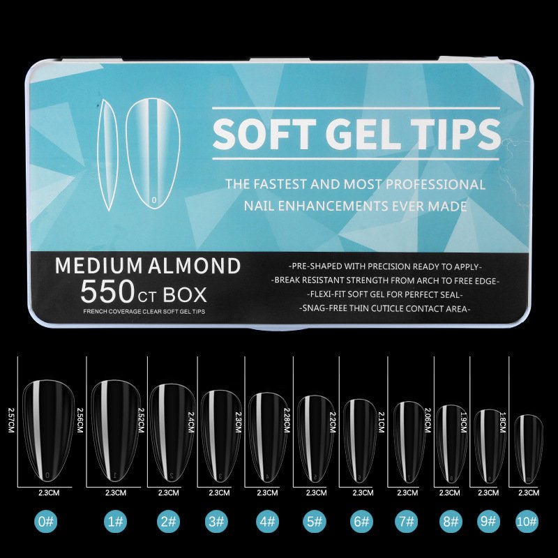 550pcs Short Trapezoid Medium Almond Oval Medium Full Cover Soft Gel Tips/ False Fake Nails Clear Tips Manicure Press Ons
