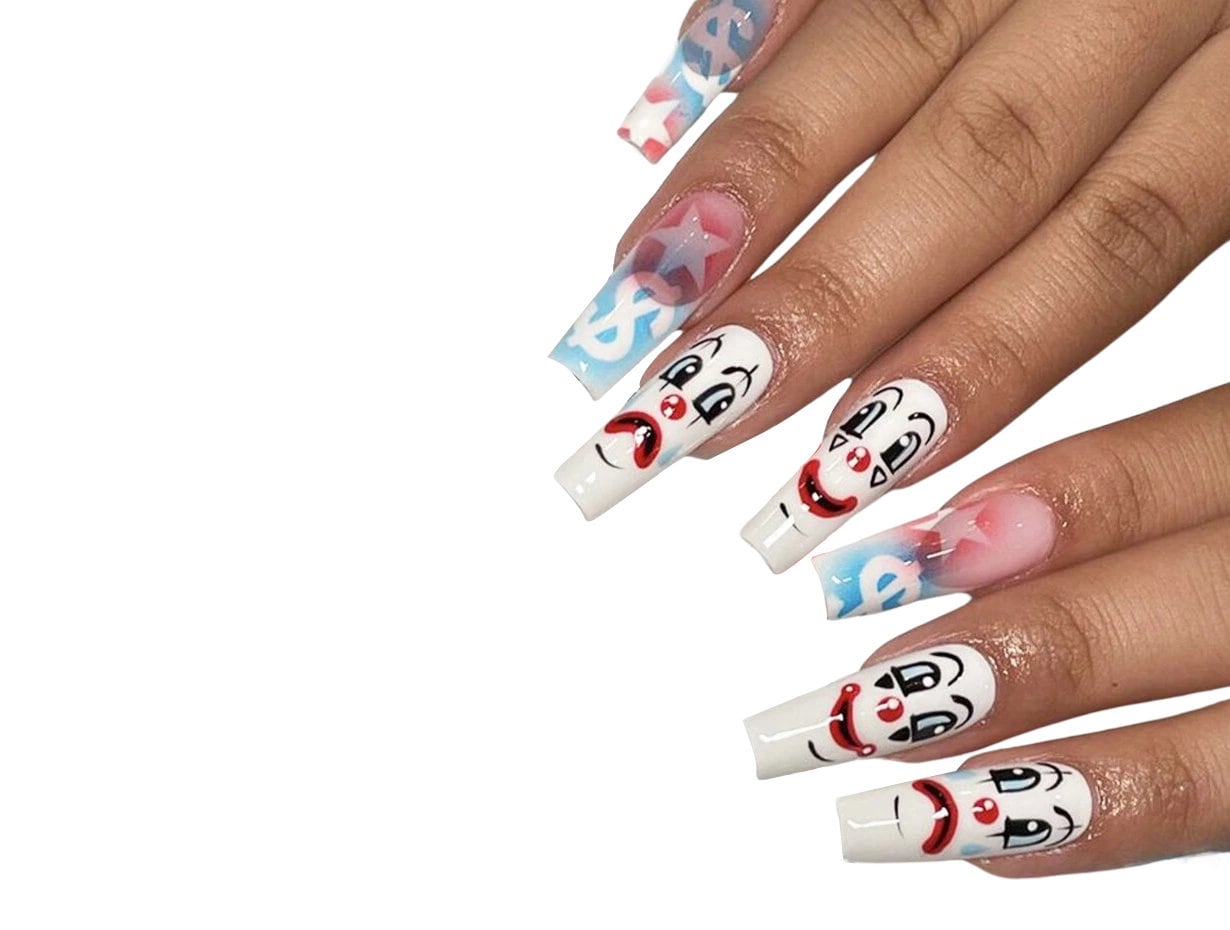 Spooky Clown Face Halloween Nail Sticker /Creepy Clown Nail Art for Nail Art Stickers Self Adhesive Decals/ Fun Clown Face Nail Stickers