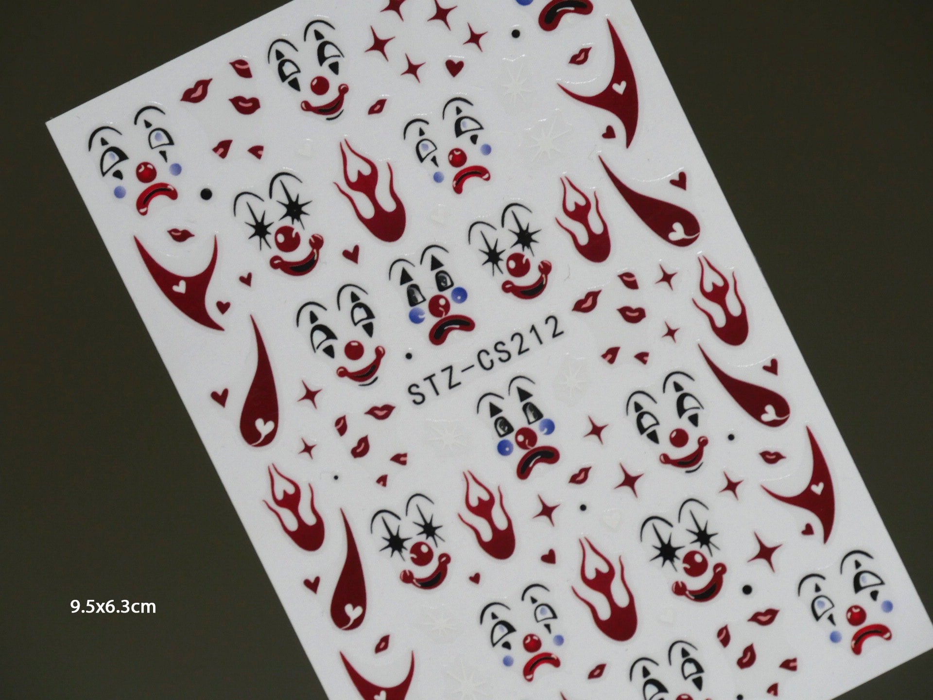 Spooky Clown Face Halloween Nail Sticker /Creepy Clown Nail Art for Nail Art Stickers Self Adhesive Decals/ Fun Clown Face Nail Stickers