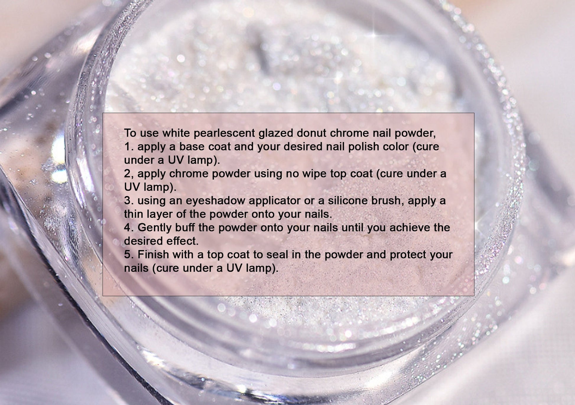 White Pearlescent Glow Chrome Nail Powder Mirror Effect/ Glazed Donut Nails Moonlight Effect Pigment Powder for Nail art