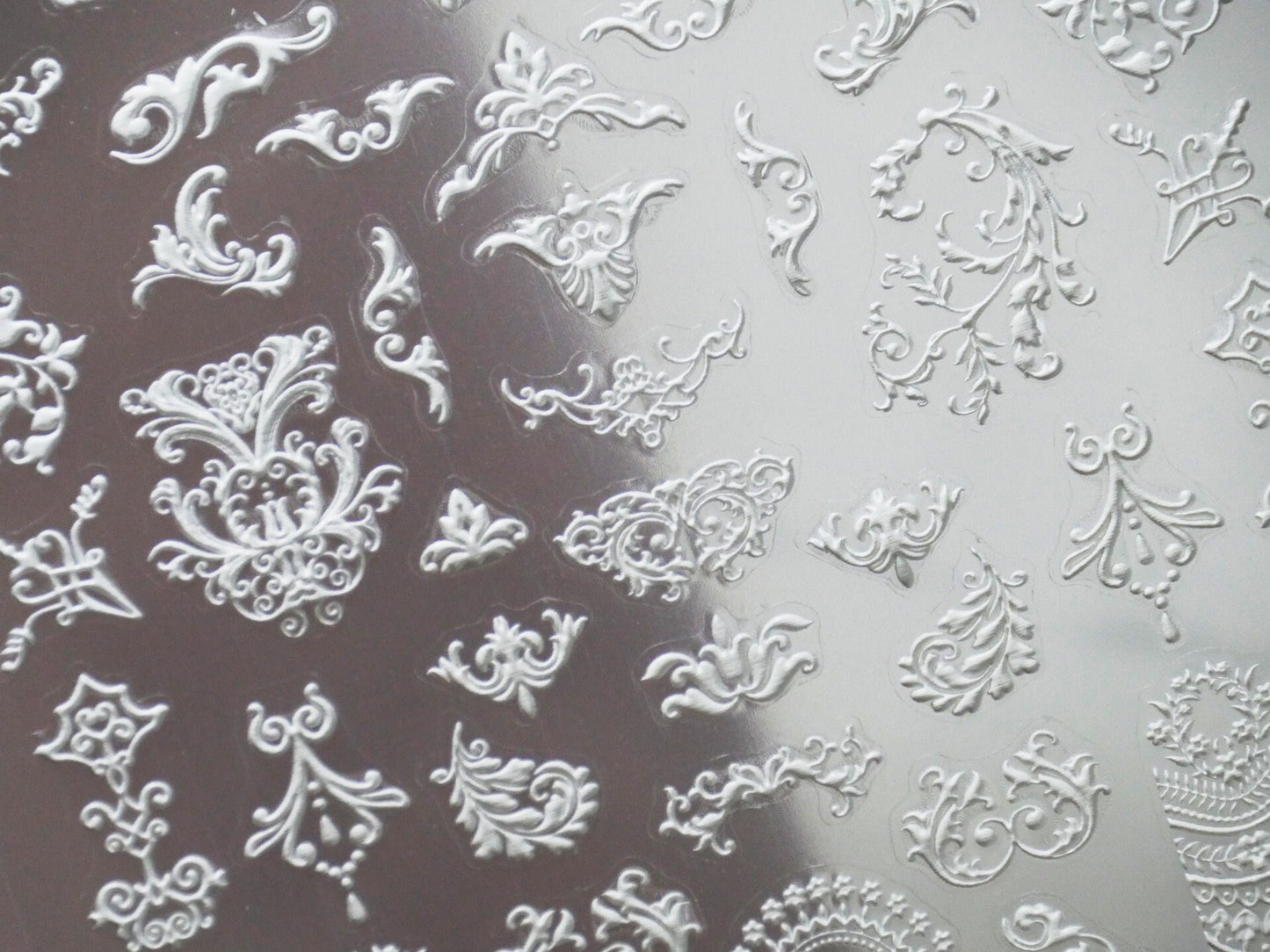 White Vintage Victorian Rococo Revival Nail Sticker/ Wedding Bride Laces Nail Art Peel off stencils/ Retro Renaissance Nails Decals