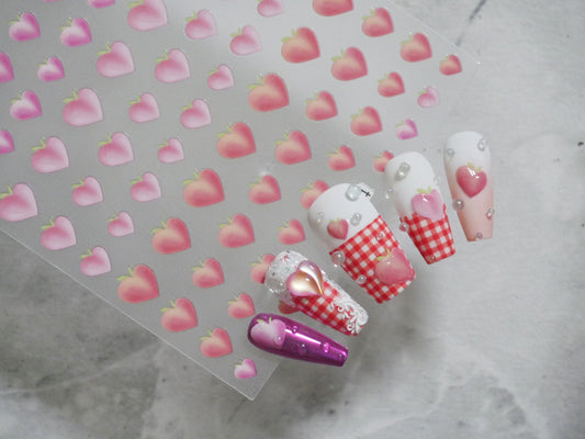 Peach Nail Art Sticker/ Lemon fruits DIY Tips Guides Transfer Stickers/ Cocktail nail transfers Sticker/ Pink UV gel polish manicure stencil