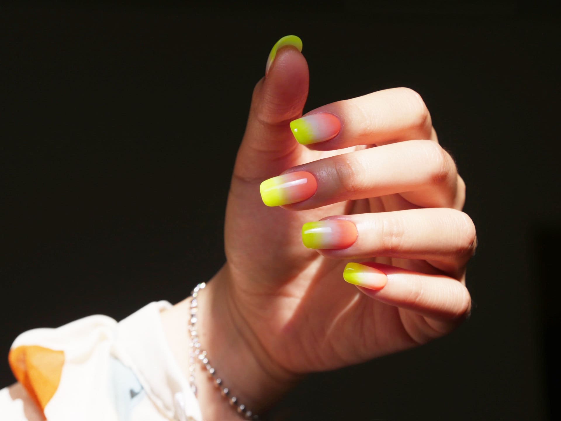 candy corn neon yellow nail design