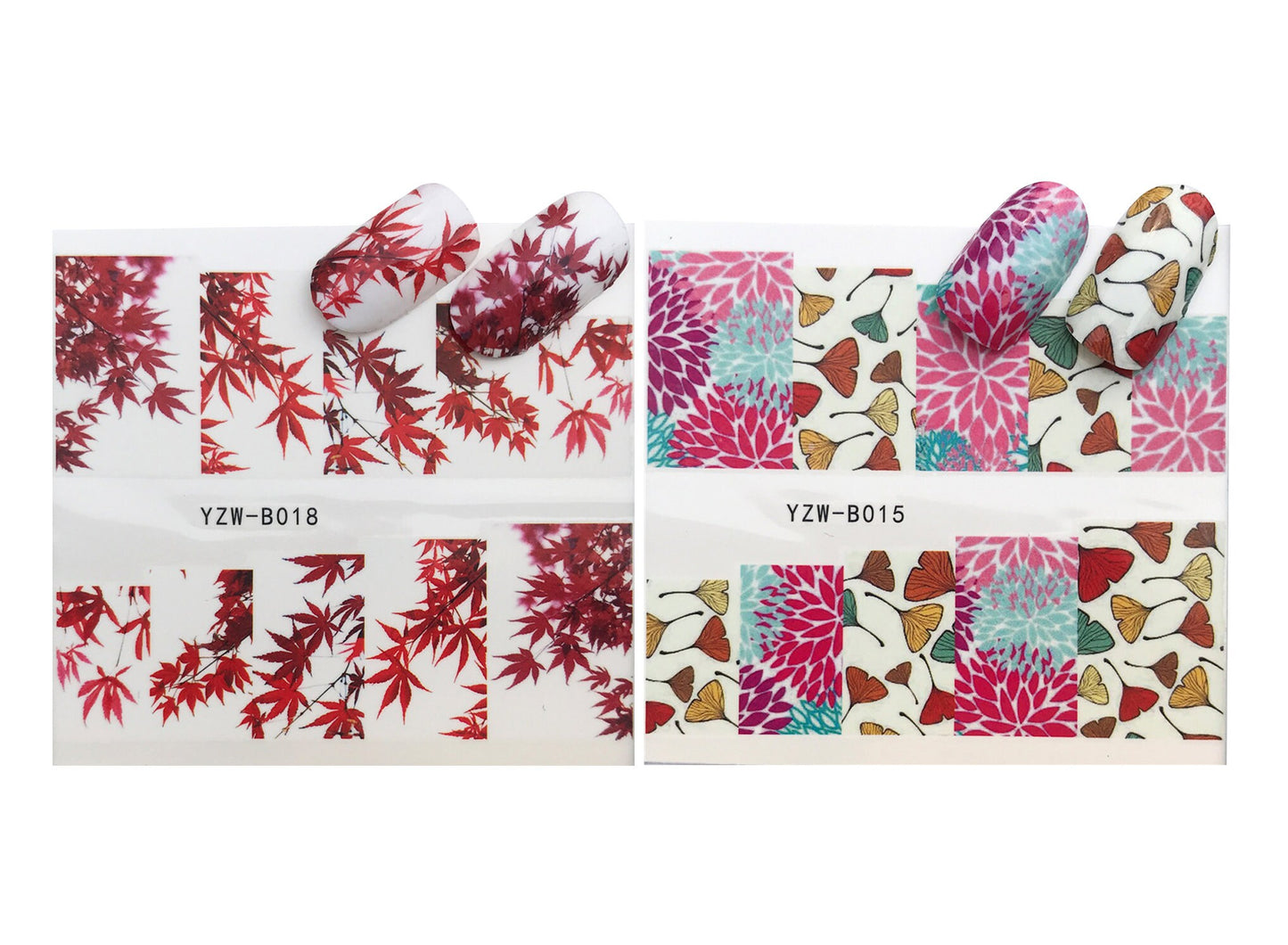 2pcs Maple leaf Ginkgo Nail Tattoo Sticker/ Ginkgo leaves Natural Autumn Leaf Fall Season Theme Nail Art Stickers Water Transfer Decal