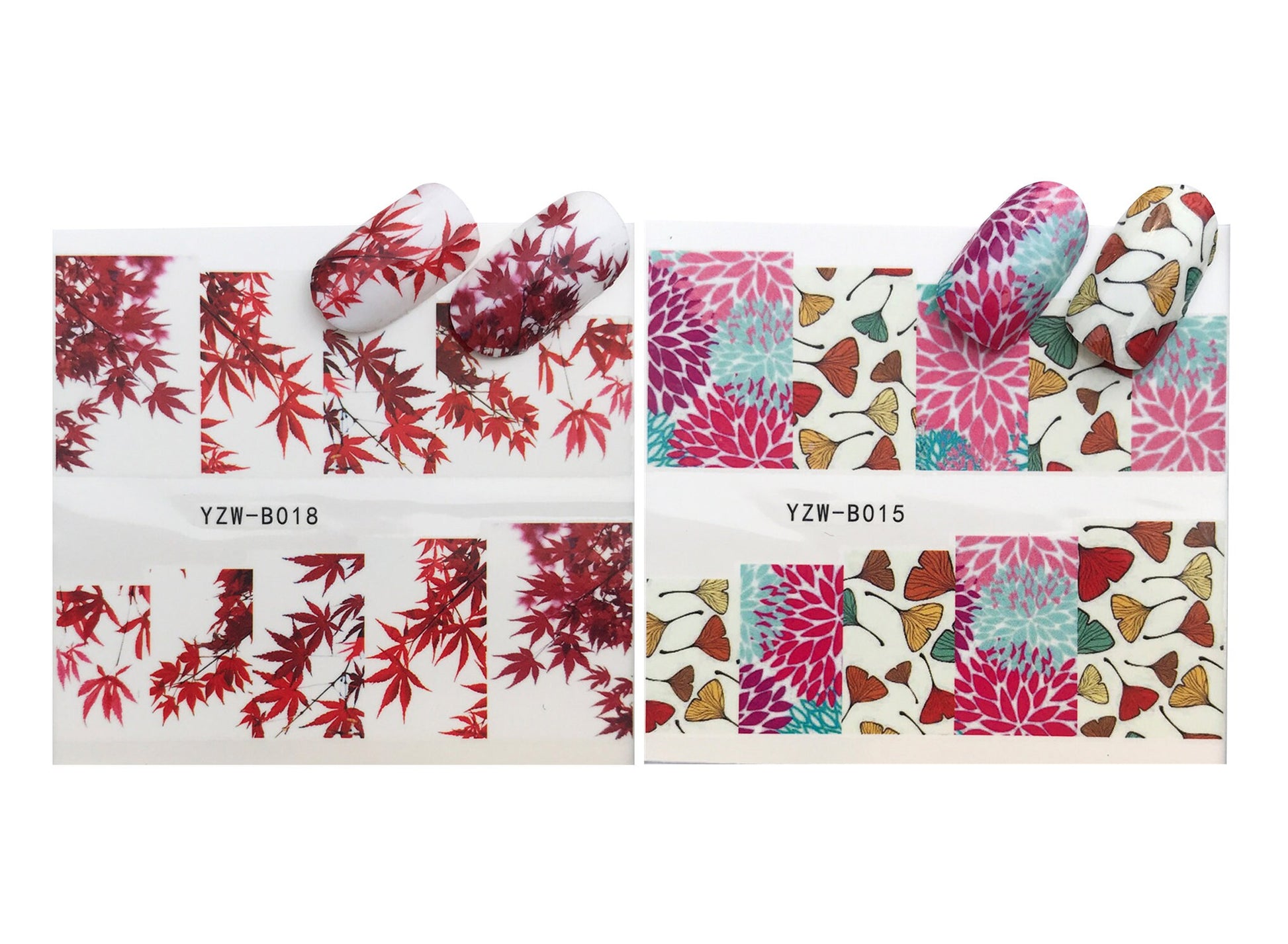 2pcs Maple leaf Ginkgo Nail Tattoo Sticker/ Ginkgo leaves Natural Autumn Leaf Fall Season Theme Nail Art Stickers Water Transfer Decal