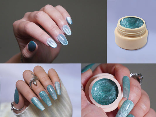 5ml Ocean Green Cat Eye Snowlight UV Gel/ Bluish Green Velvet Magnetic Glare Wide Crystal Manicure UV Gel polish Ice gel