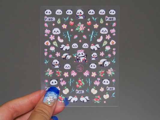 Chinese Panda Bamboo Flower nail sticker/ Ultra Thin Cute China Panda Self Adhesive Decals/ Panda Nail art Decal