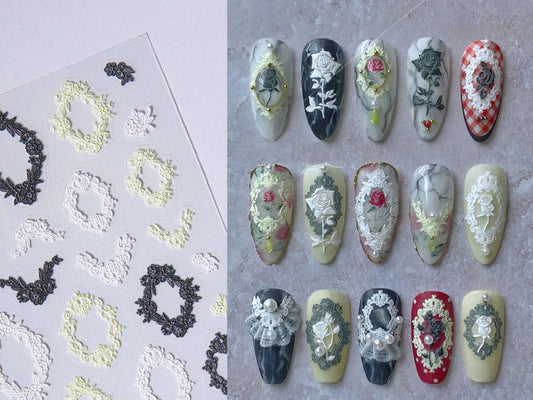 Micro-engraved Lace Photo Frame Sticker Nail Art