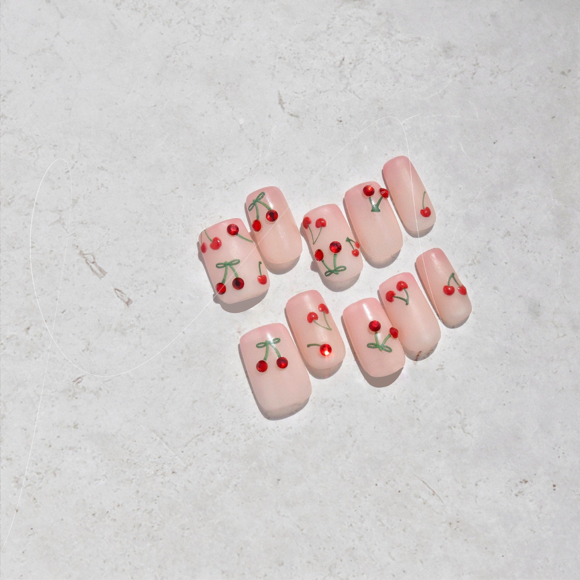 Red Cherry Fruity Nail Art Sticker/ 3D fruits DIY Tips Guides peel off  Stickers/Rhinestone Cherries Yellow Banana fruit nail decal