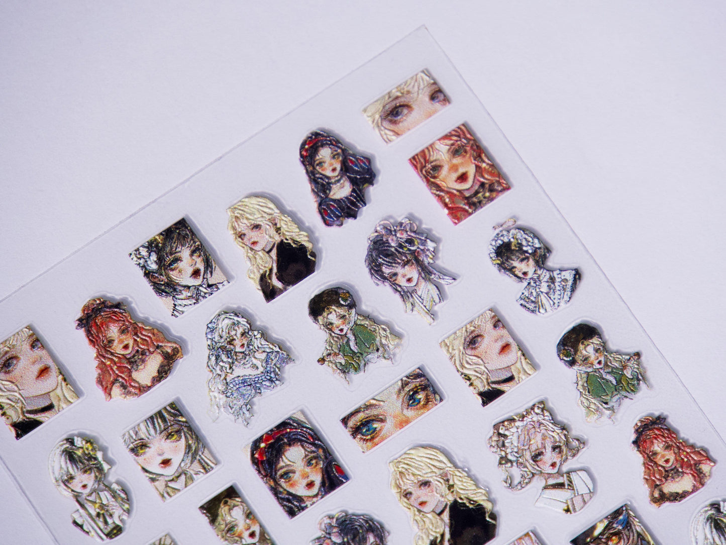 3D Embossing Japanese Comic Girl Nail Sticker/Diviners Psychic Medium Spiritual Women Peel off Stickers/ Pretty Manga Girls Portrait Nails