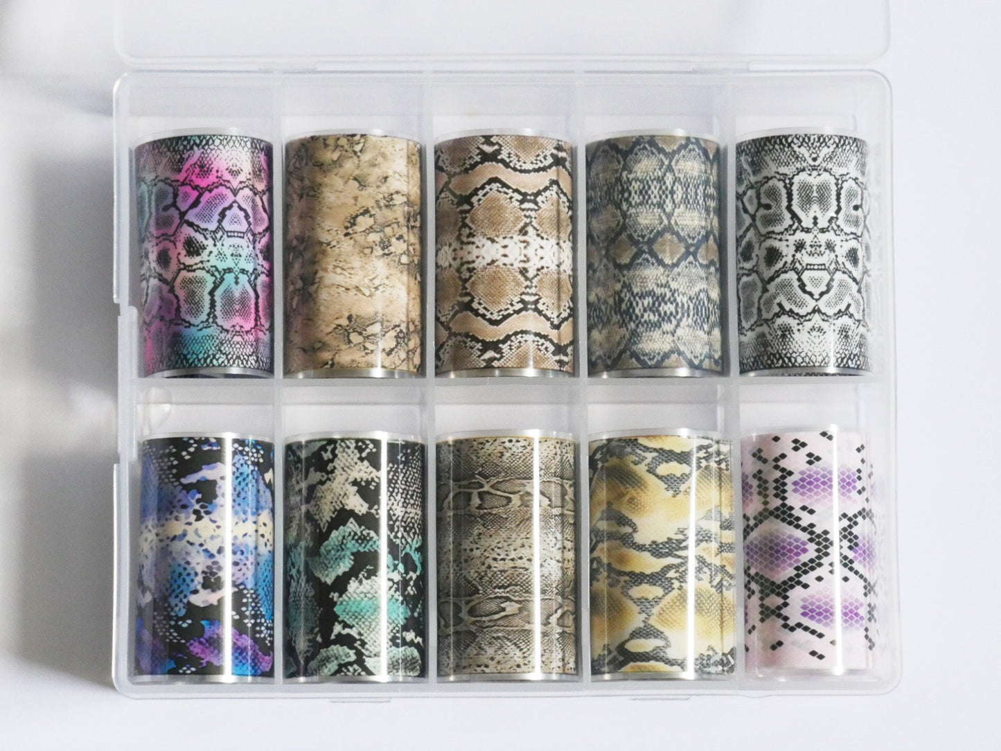 10pcs Snakeskin Print Nail Transfer Foil/ Animal pattern DIY nail transferring Foils Sticker 4x50cm Nail Art Foil Box Exotic Pythons
