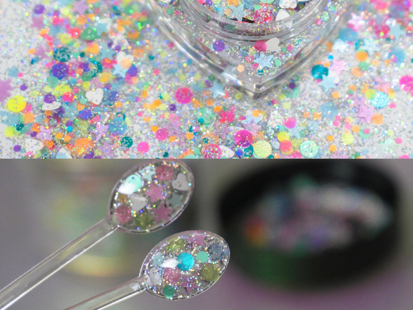 10g Mixed Chunky Glitters with Halo Laser Powder/ Heart Star Circle Nail Flakes 3D DIY Sequins/Multi Shapes Starry Sparkling Nail Supply
