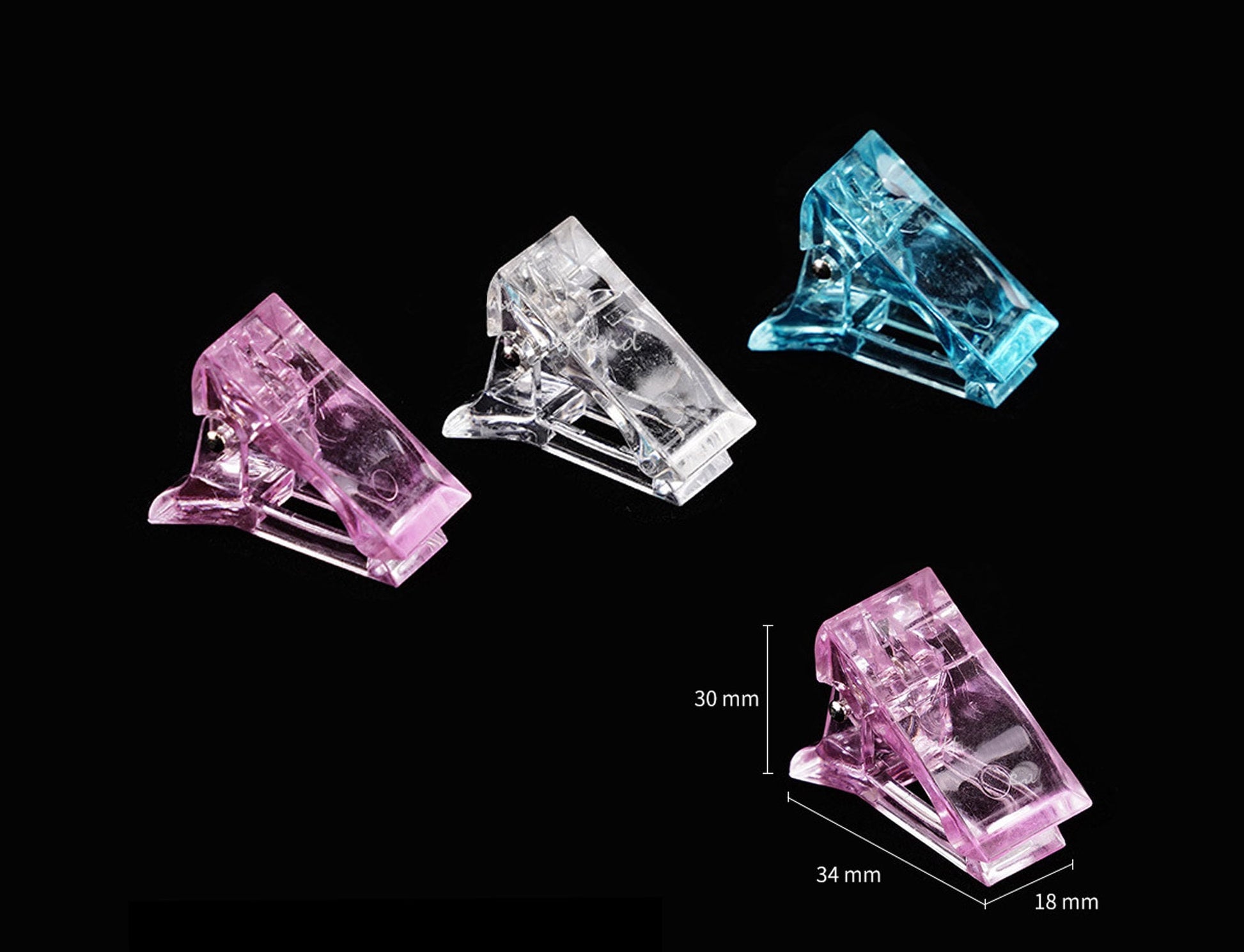 2 pcs Acrylic Nail Pinching Clip for Nail Extension Reusable Clear Nail Gel Anti-overflow Stabilizer Quick Building Nail Tips Manicure tool