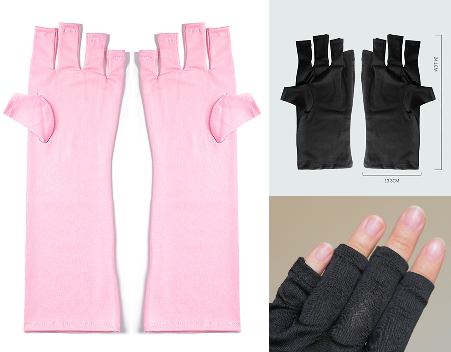 1 pair UV Resistant Knitted Fingerless Gloves