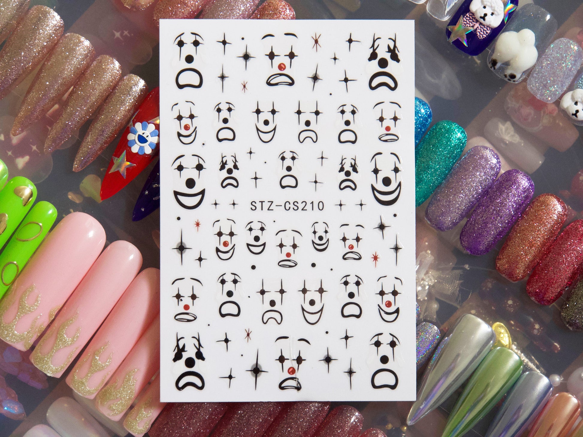 Spooky Clown Face Halloween Nail Sticker