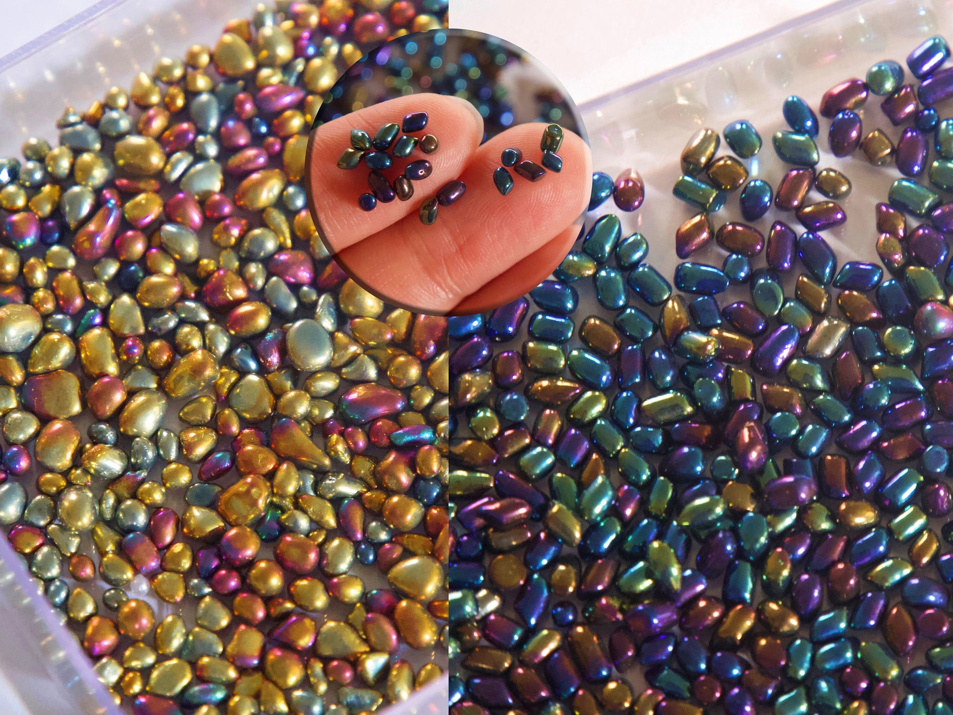 10g Irregular Electroplated Paint Chameleon Stones/ Holographic Rainbow Iridescent Beads/ Colorful Bubble rocks/ Nail art & Crafts Deco