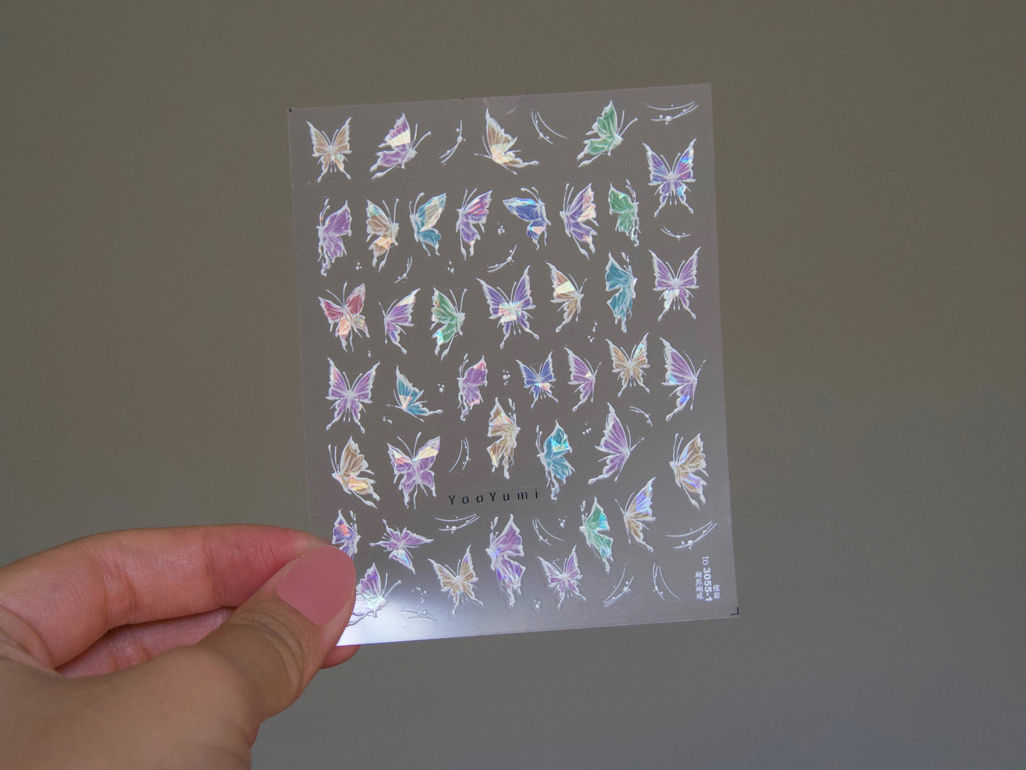 Delicate Colorful Butterfly Nail Sticker/ Colorful Halo Dazzling Imitation hand-painted Butterfly Nail Decals/ Ethereal Elegance Nails
